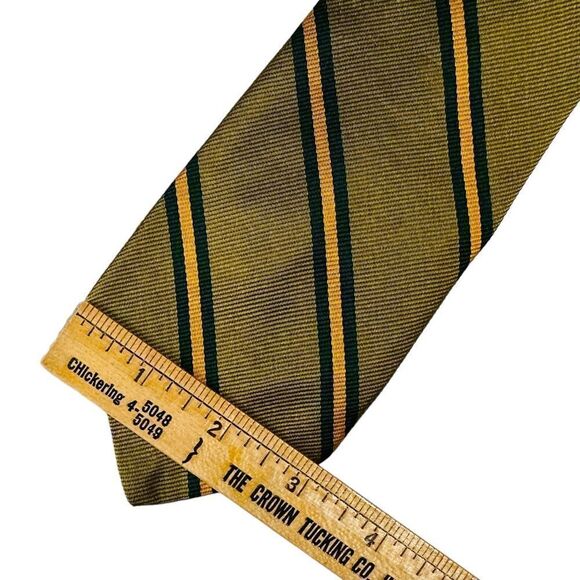 Vintage 1960s Rosenthal-Maretz Co. Green and Gold Striped Silk Neck ties - Picture 7 of 16